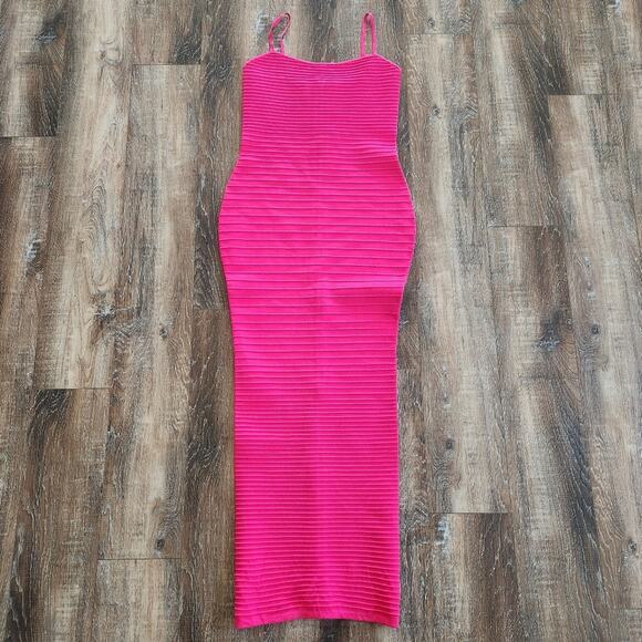 Retrofete Kylie Bandage Knit Dress Dragon Fruit Pink Size Large NWT Sleeveless - Picture 3 of 15